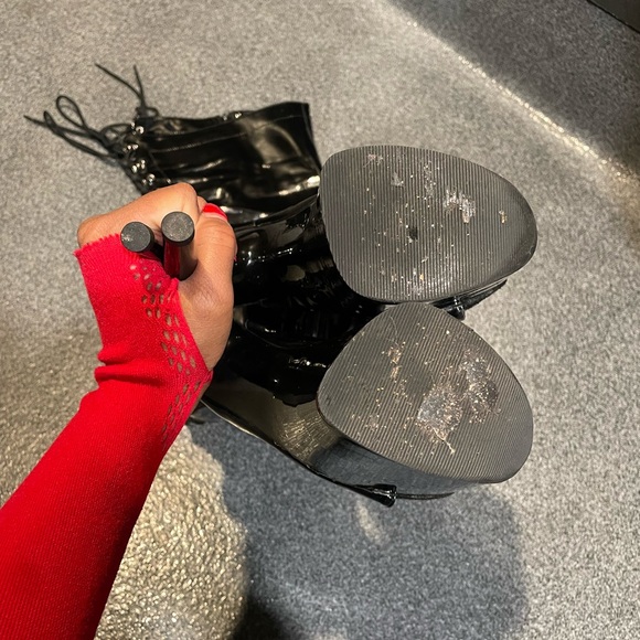 Worn 8inch Pleaser open-toed thigh high boots - Picture 6 of 8